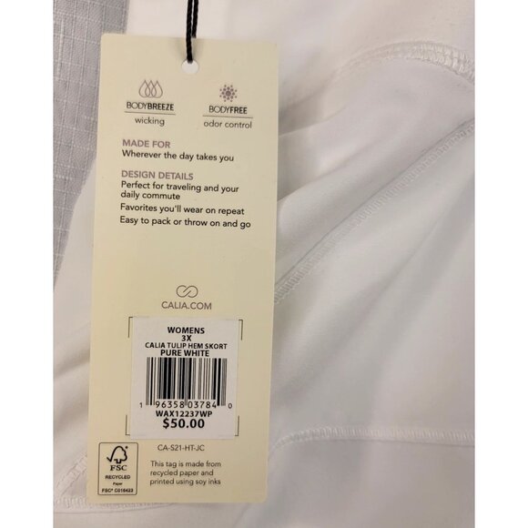 Calia Mid Rise Tulip Hem White 3X Skort Bodybreeze Bodyfree Golf Spring Summer - Picture 4 of 11